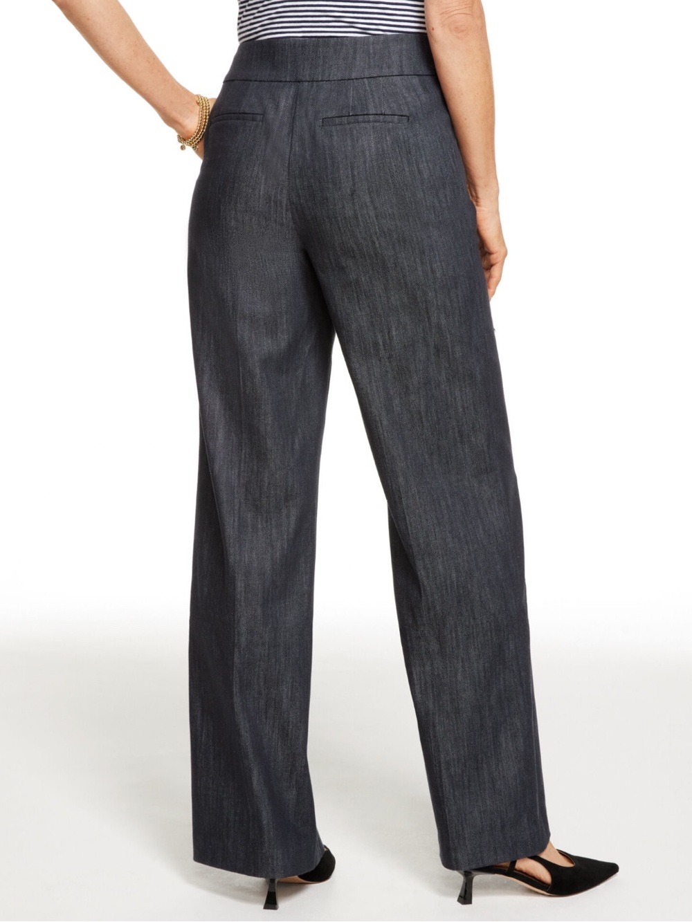 Talbots Womens Denim Wide Leg Trouser Jean 14 Dark Wash - Picture 3 of 14